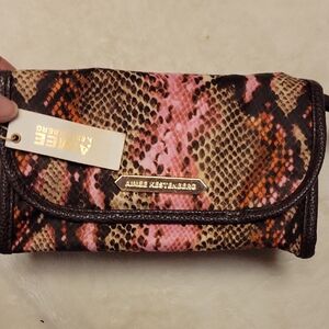Aimee Kestenberg Pink and Brown Snake-Print Fold-Over Wallet